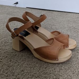 Swedish Hasbeens Inger Block Heel Clogs